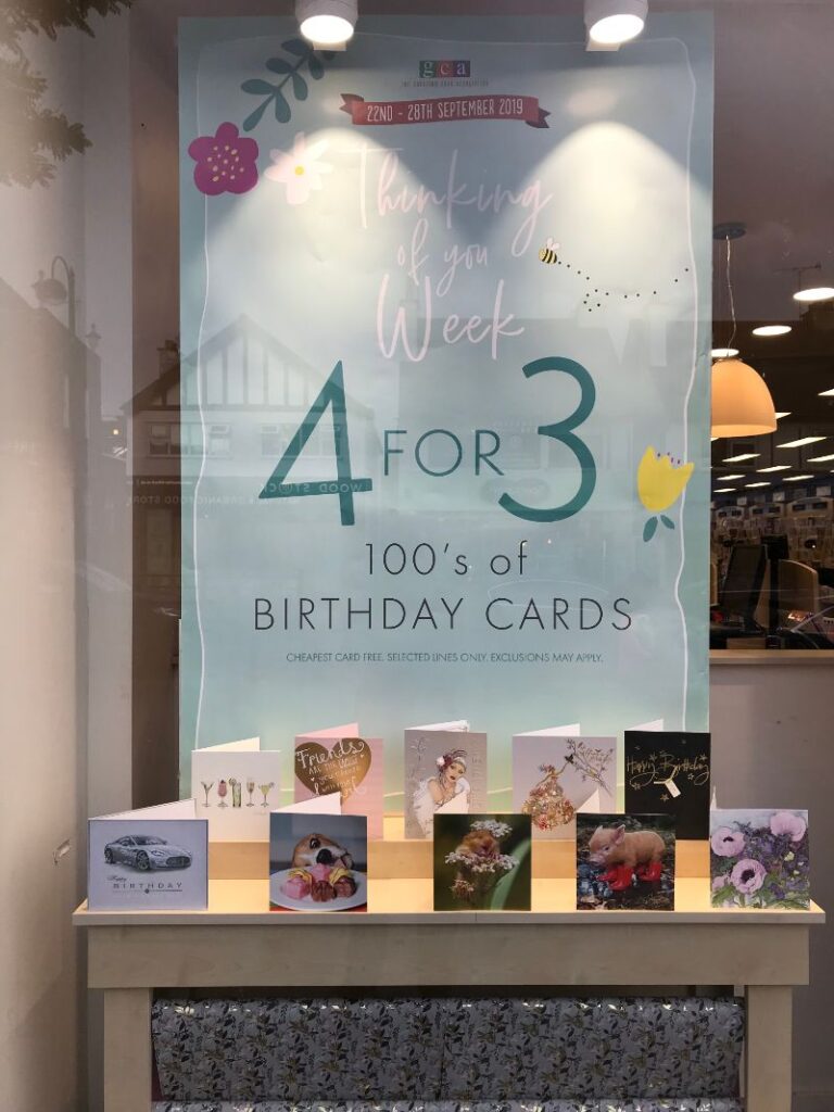 Retailer Clintons encourage customers to send a card to say Thinking of You