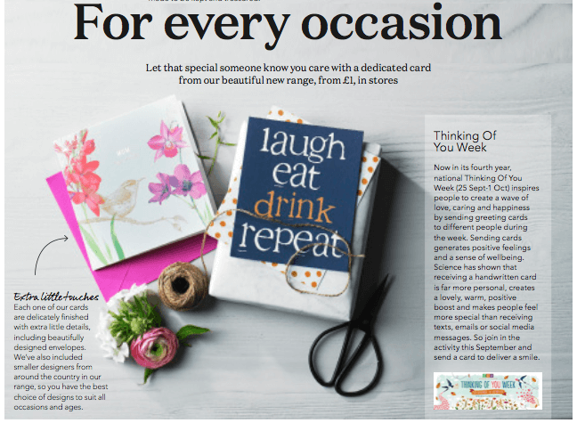 Waitrose, Clintons and Card Factory Back Thinking of You Week